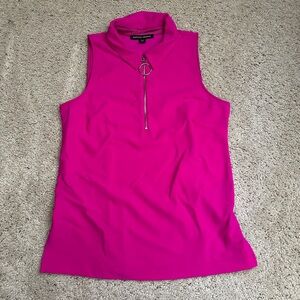 Boston Proper Fuchsia Tank Top with Zipper Accent (358)